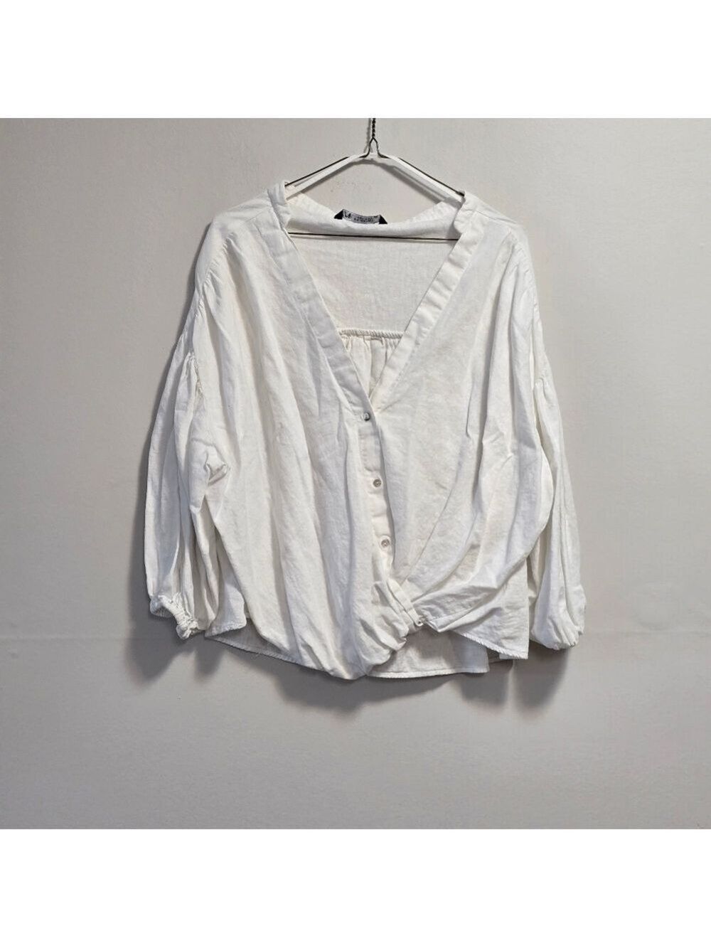 Zara White Button-Up Women's Top